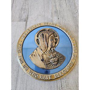 Hanging Mary heart religious decor immaculate vintage